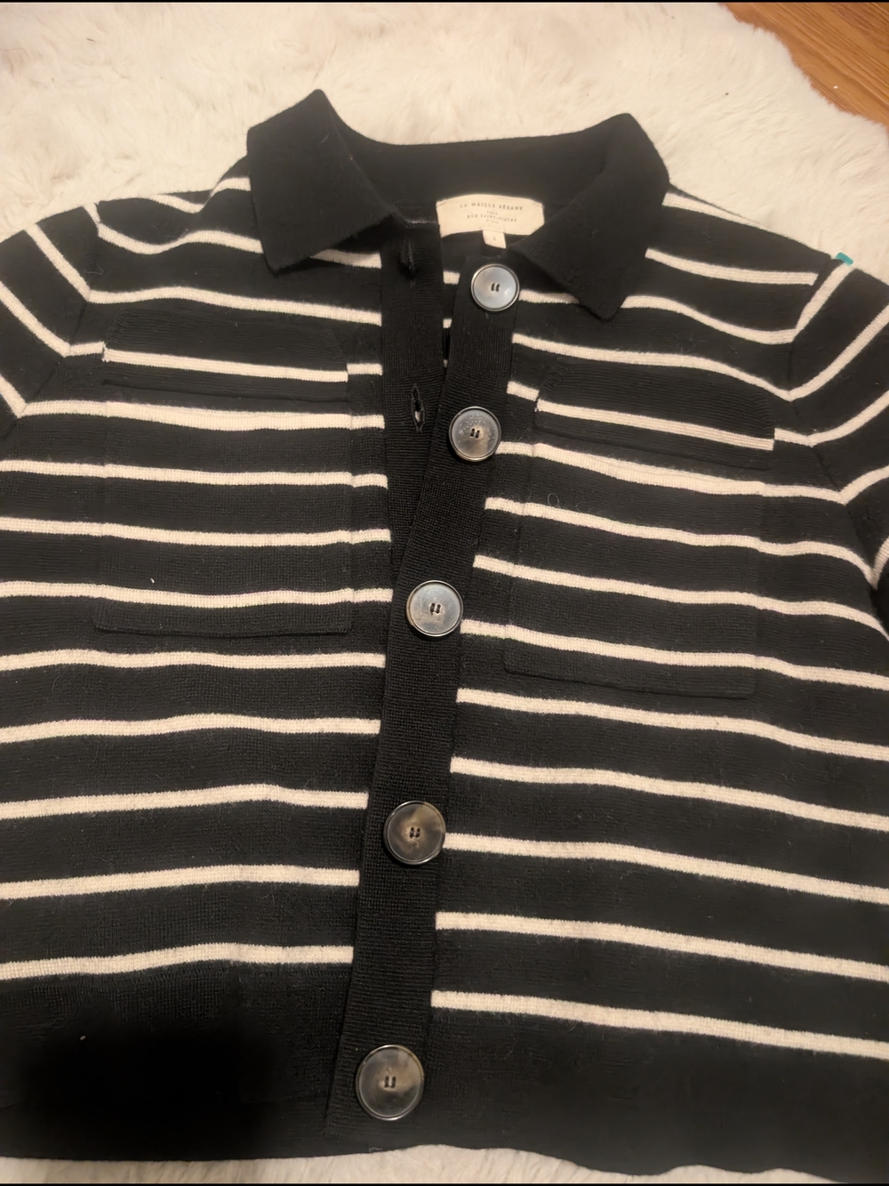 Striped Knit Button Up Cardigan - Sezane